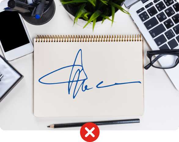 Never use a signature image with messy backgrounds