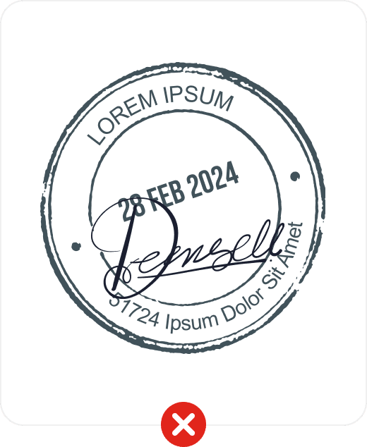Don't sign on paper with stamps on it