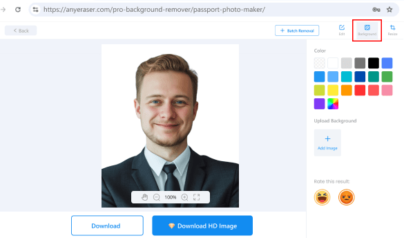Change the photo's background color and size