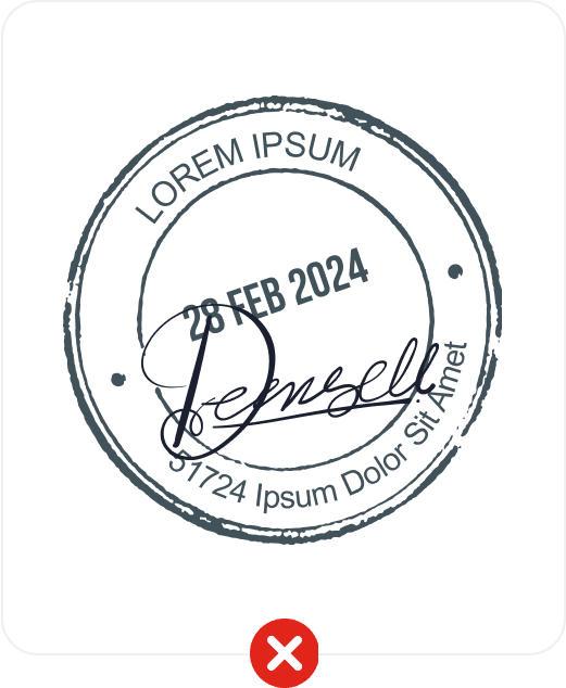Signature over stamp