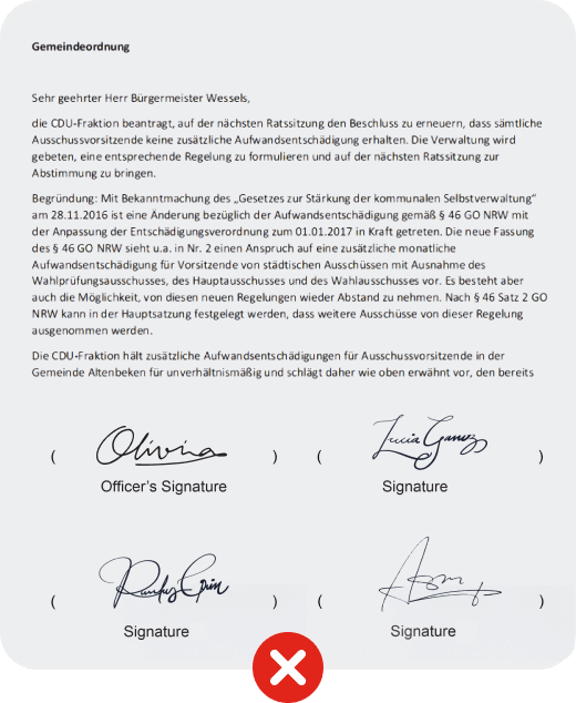 Signature on a document