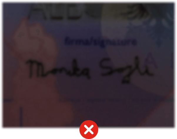 Signature has blurry edges